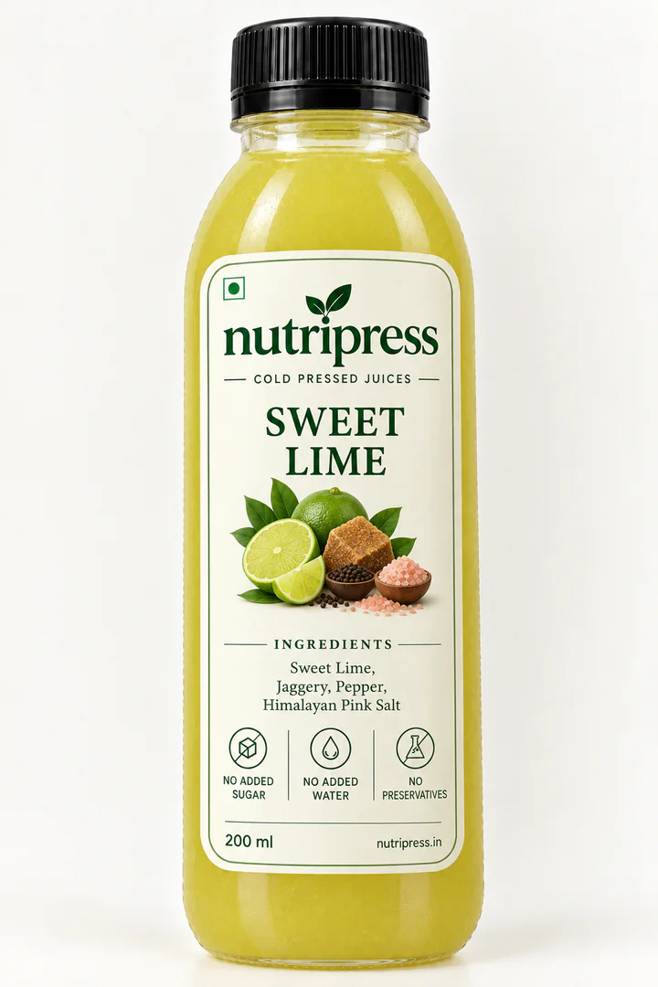 Nutripress Sweet Lime cold-pressed juice bottle
