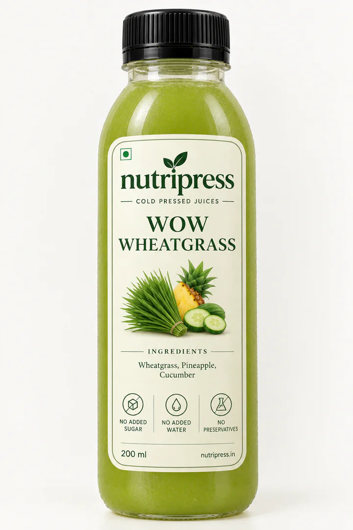Nutripress Wheatgrass cold-pressed juice bottle